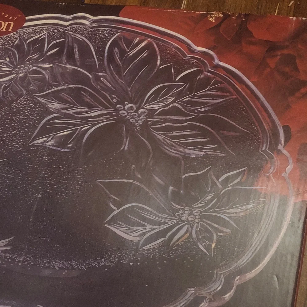 Flower Glass Platter by Gibson New In Box